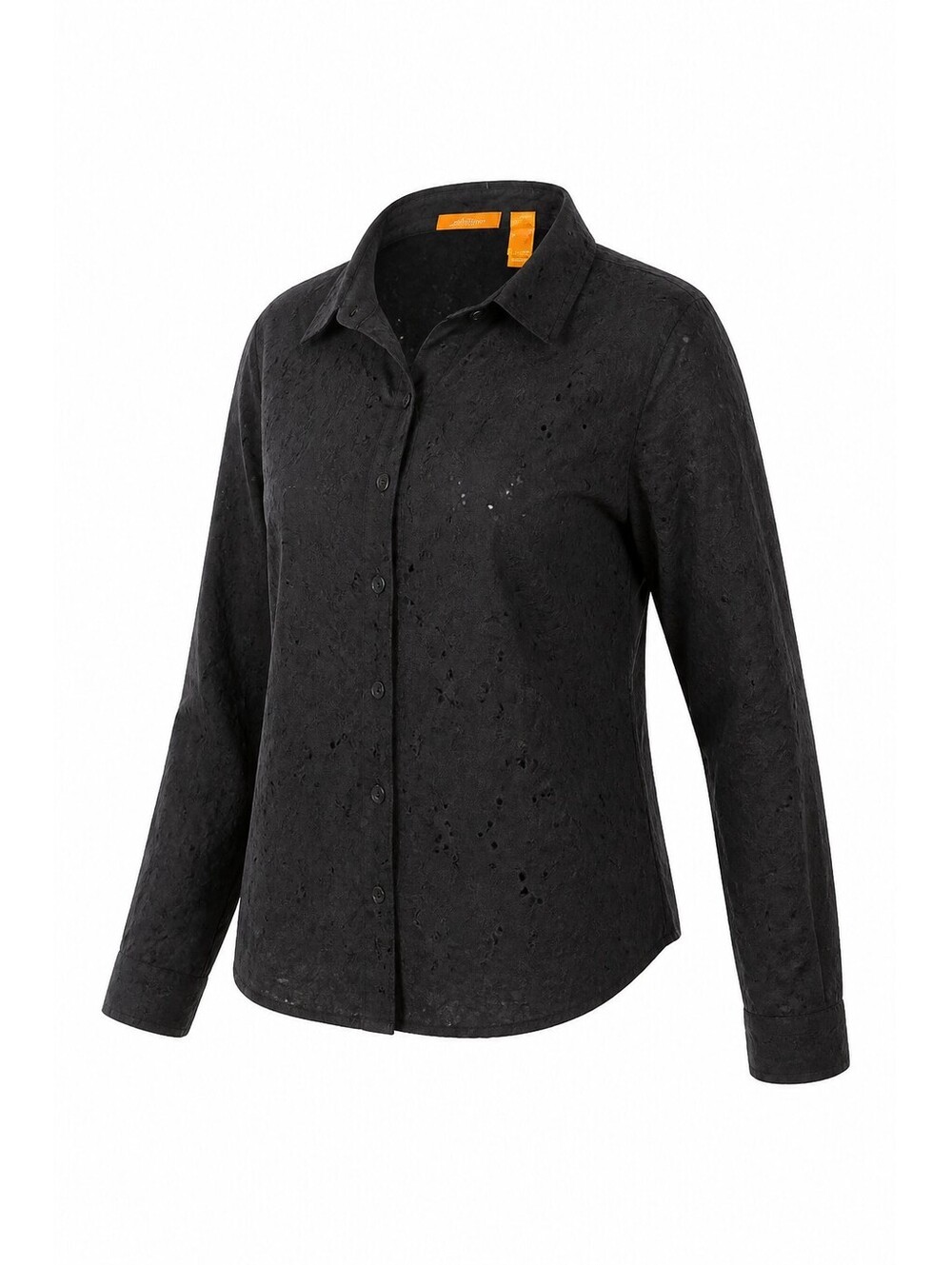 Intuitions Black Eyelet Button-Up • Textured Blouse • Size 12